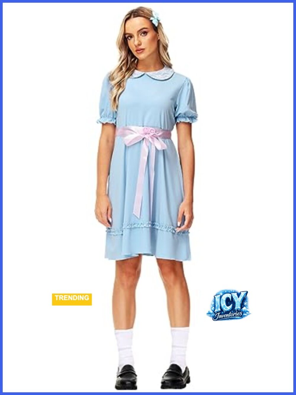 Women Halloween Costume Short Sleeve Puff Sleeve Lolita Dress Peter Pan Collar